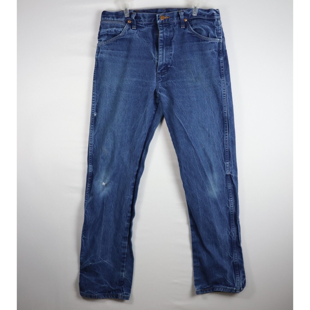 VNTG Men's Wrangler Jeans 34x32 Authentics‎ Regular Fit Dark Wash 100% Cotton